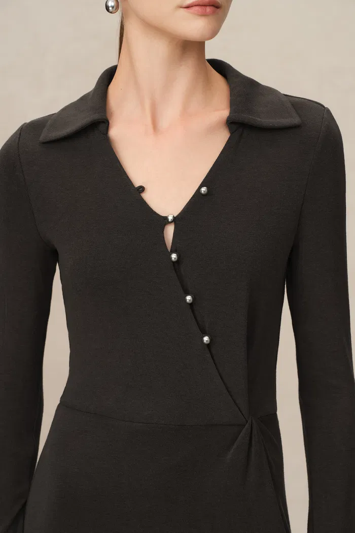 Ruby Knotted Dress in Wool-Thermolite - Image 2