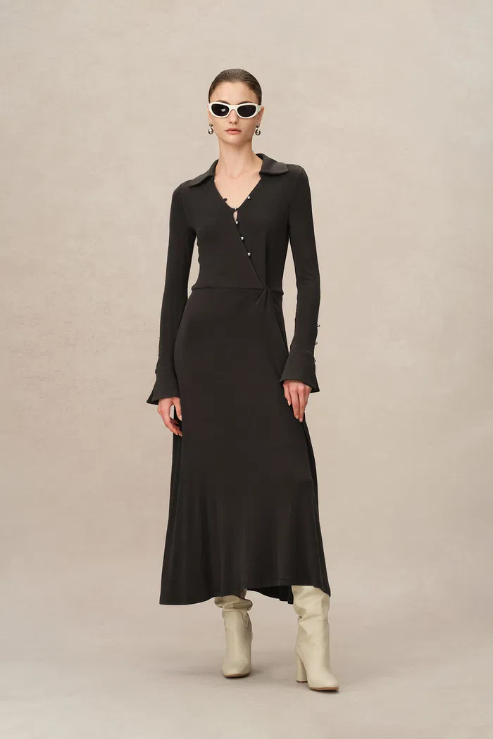 Ruby Knotted Dress in Wool-Thermolite - Image 3