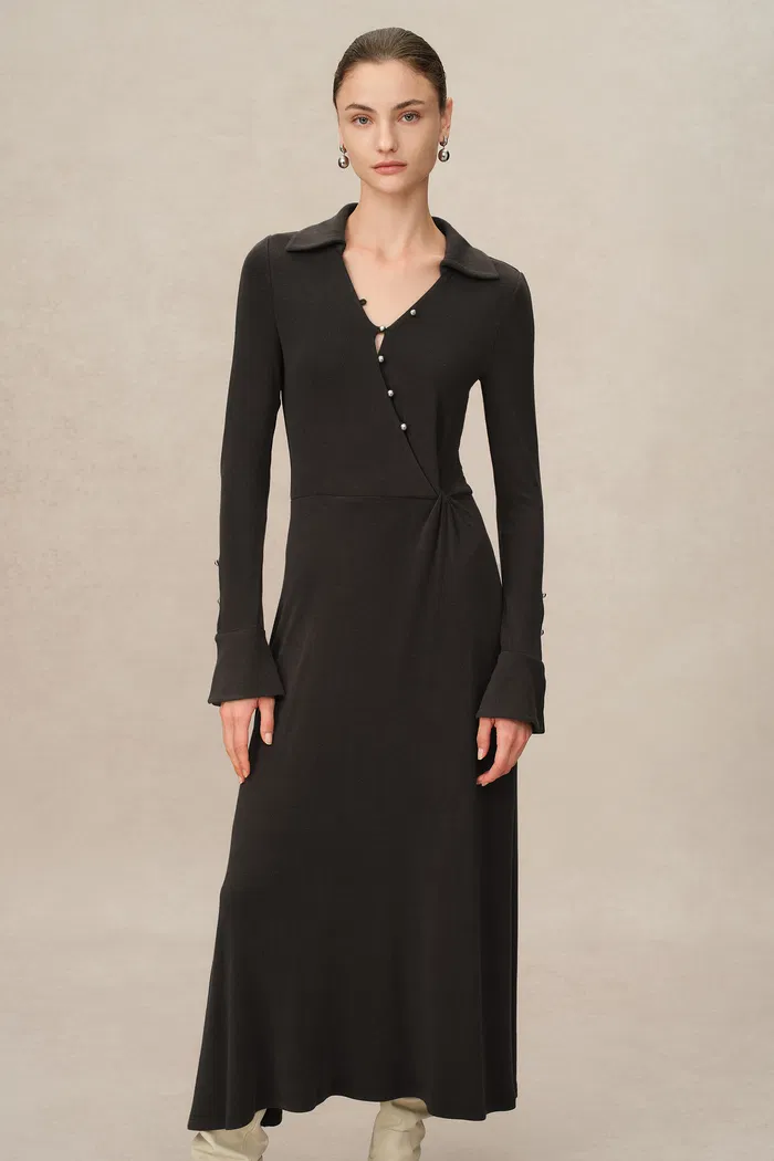 Ruby Knotted Dress in Wool-Thermolite - Image 4