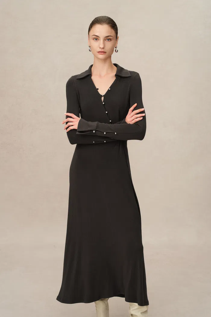 Ruby Knotted Dress in Wool-Thermolite - Image 5
