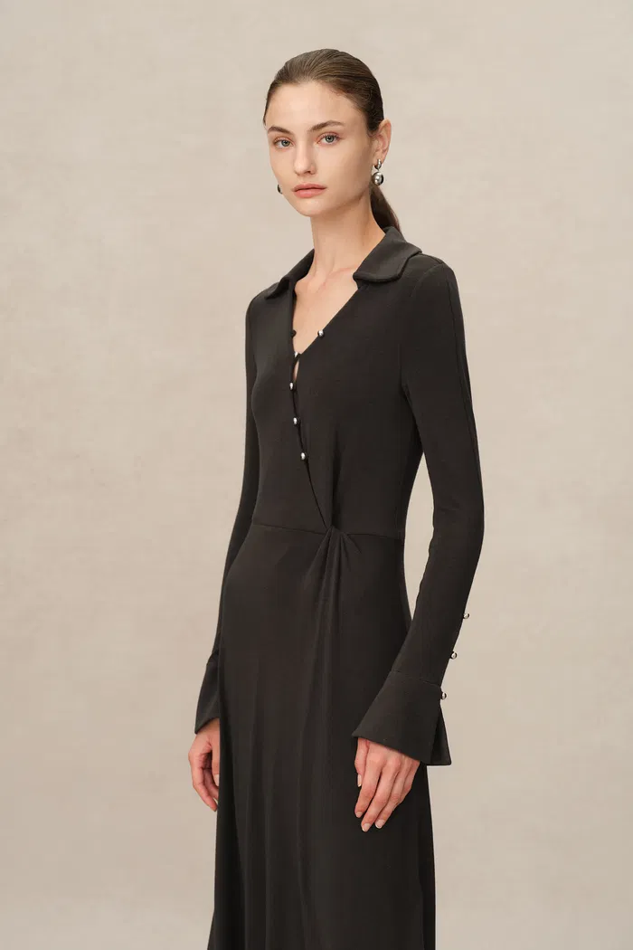 Ruby Knotted Dress in Wool-Thermolite - Image 6