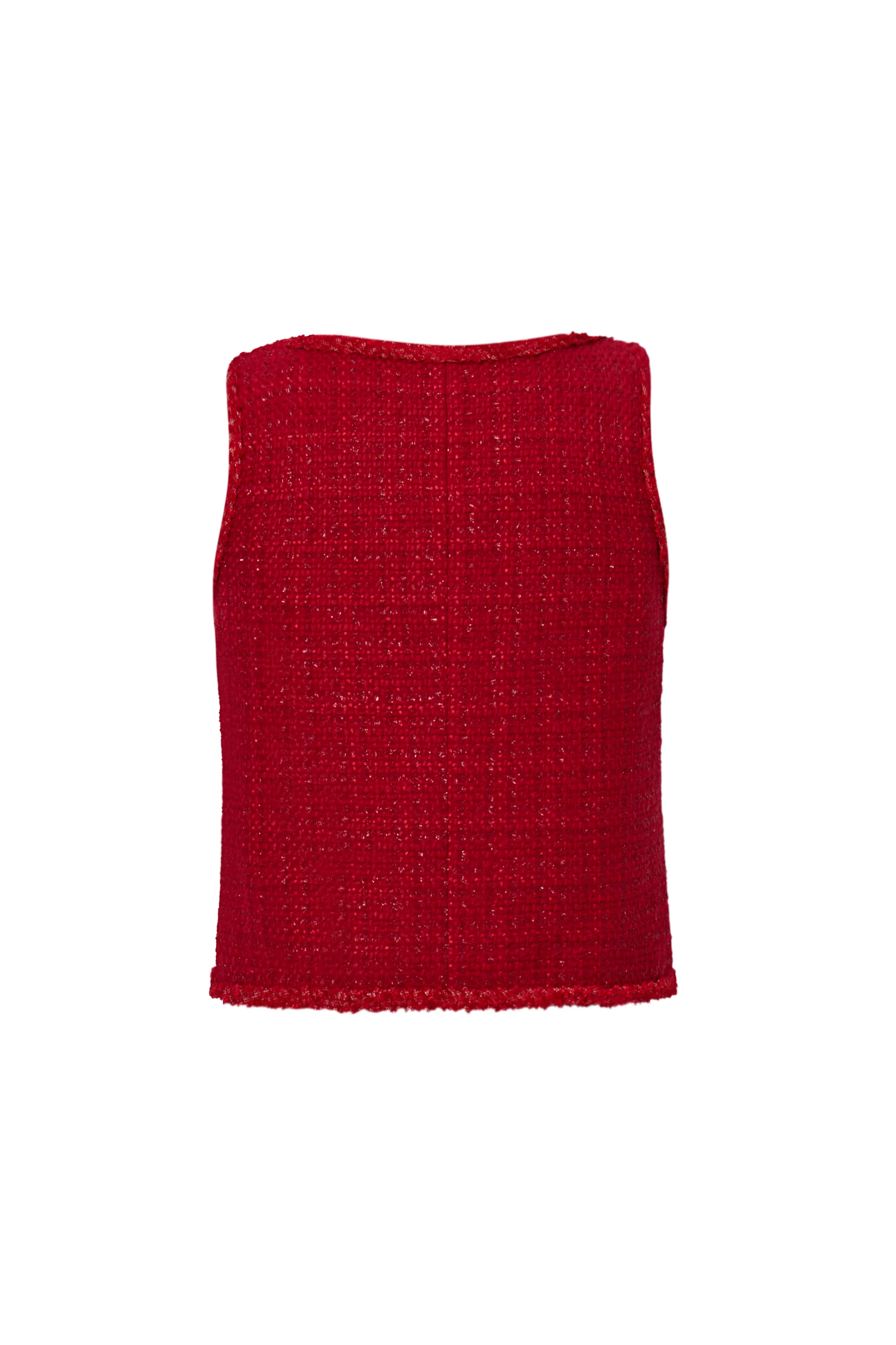 Ruby Red Handmade Silky Ribbon Tweed Vest - Image 11