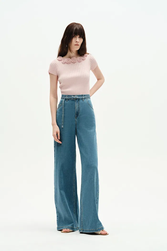 Sabrina Floral Sweater in Silk Cotton Knit - Image 3