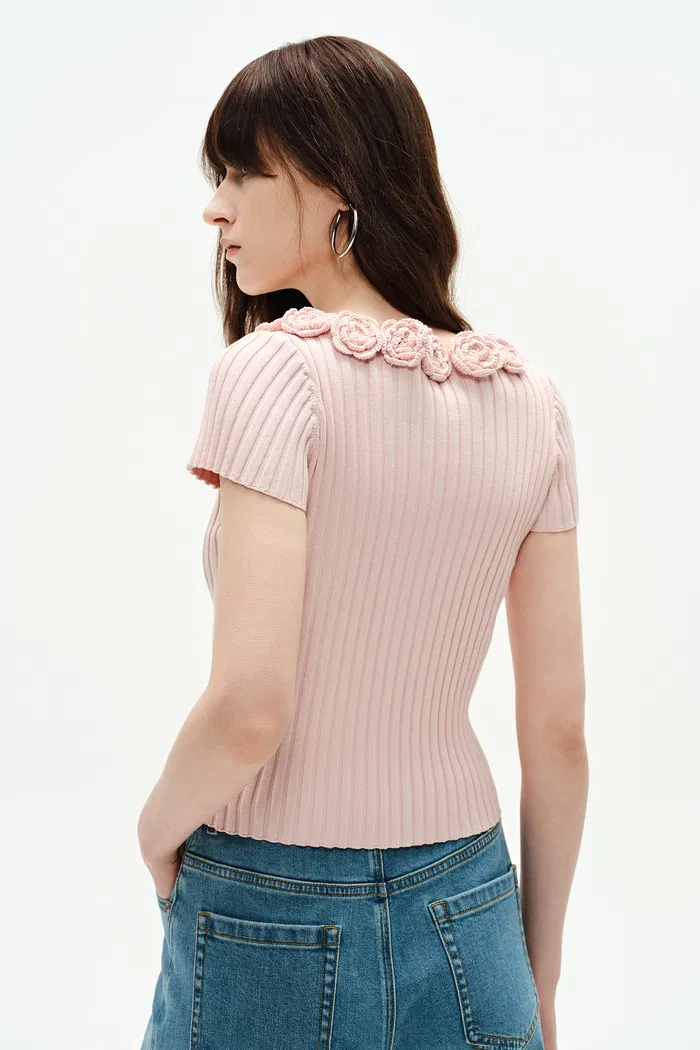 Sabrina Floral Sweater in Silk Cotton Knit - Image 6
