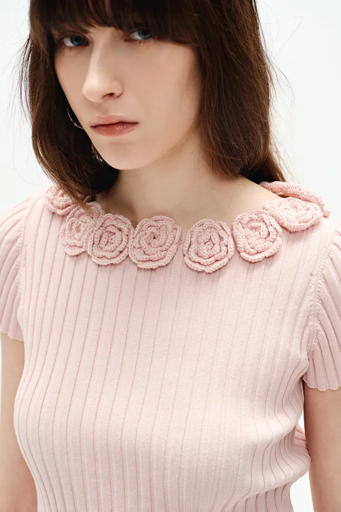 Sabrina Floral Sweater in Silk Cotton Knit - Image 7