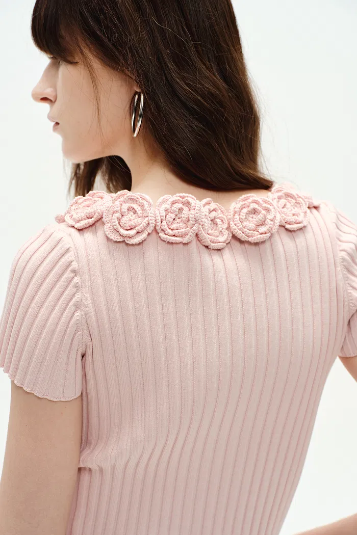 Sabrina Floral Sweater in Silk Cotton Knit - Image 8
