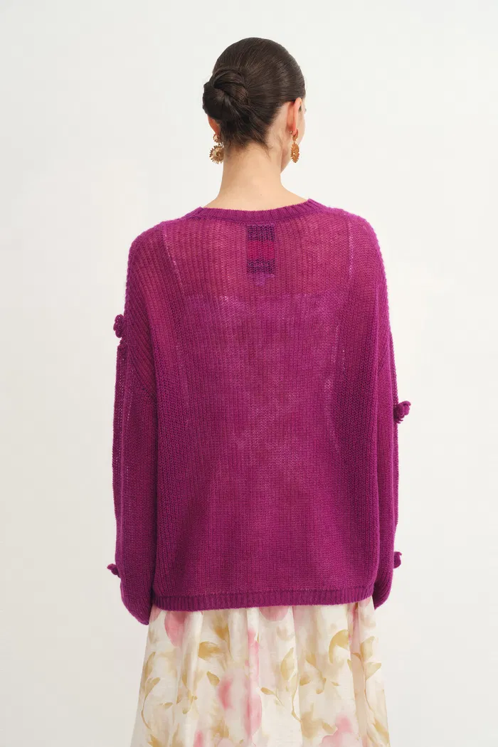 Sally Hand Crochet 3D Floral Camellia Sweater in Mohair Blend - Image 5