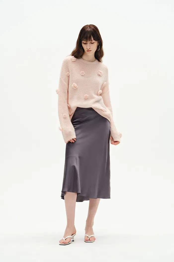 Sally Pink Handcrafted Sweater in Angora Mohair Knit - Image 4