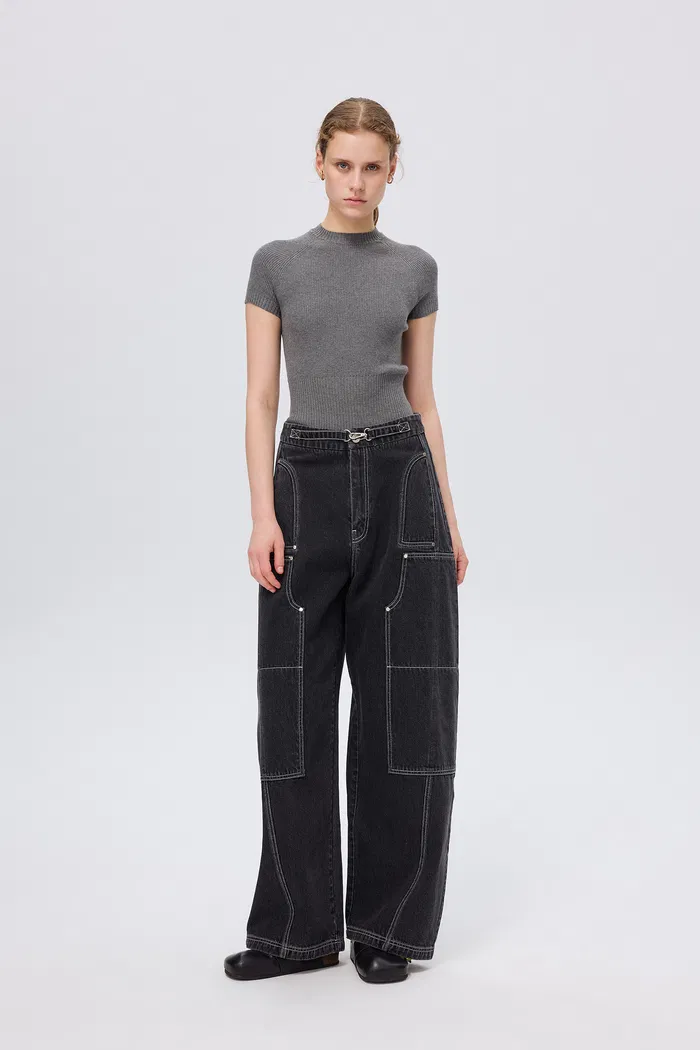 Sam Wide Barrel Leg Jeans in Cotton Denim - Image 2