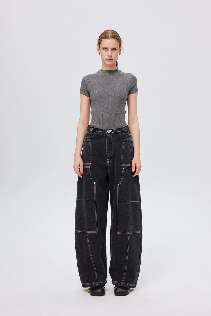 Sam Wide Barrel Leg Jeans in Cotton Denim - Image 3
