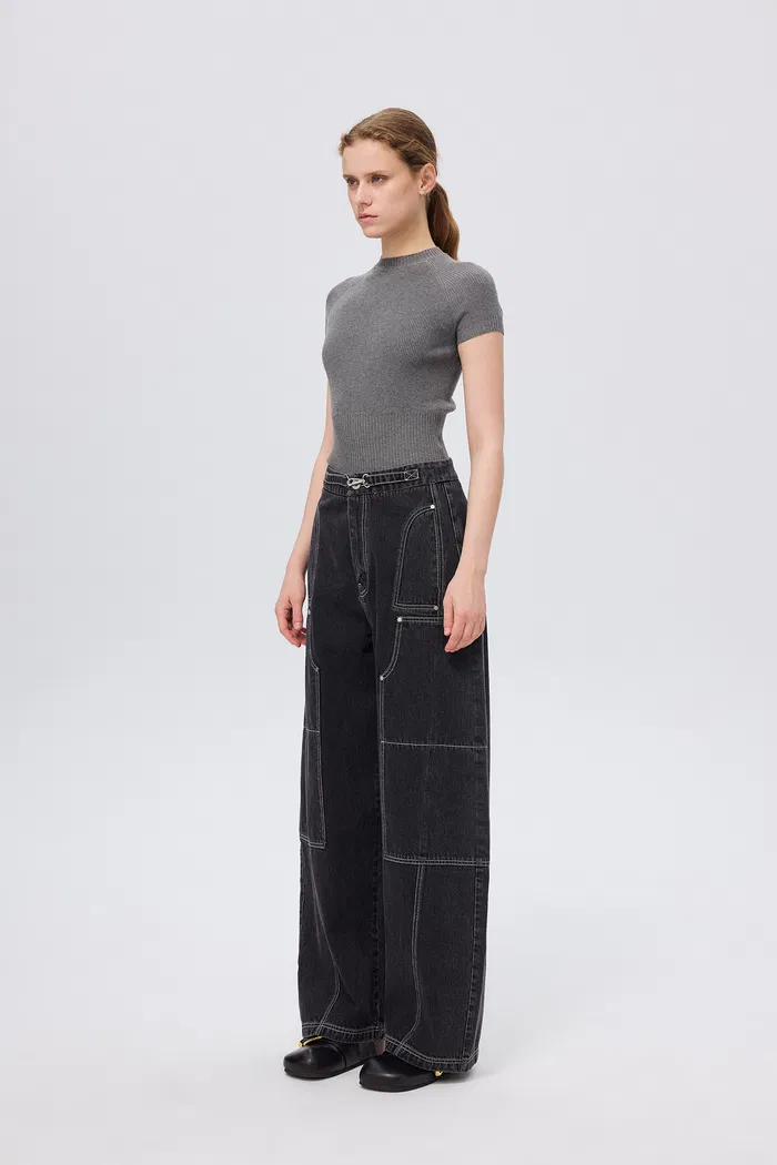 Sam Wide Barrel Leg Jeans in Cotton Denim - Image 4