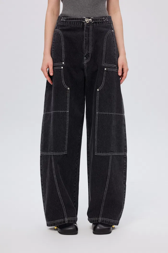 Sam Wide Barrel Leg Jeans in Cotton Denim - Image 5