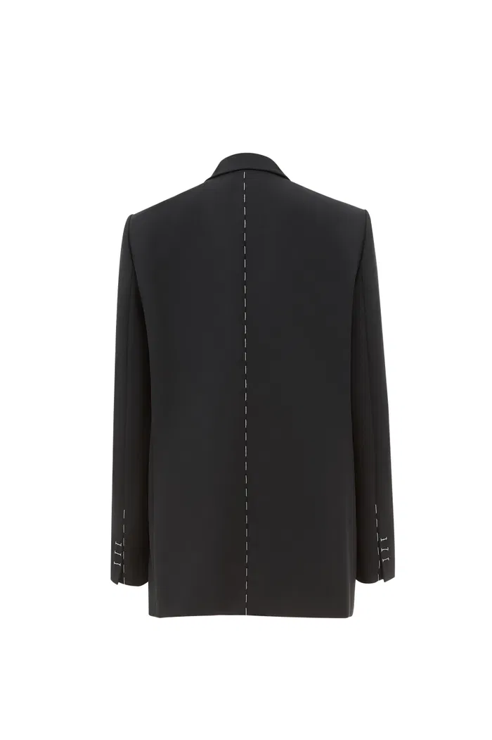 Sander Contrast Hand Stitching Blazer Suit in Fine Merino Wool - Image 11