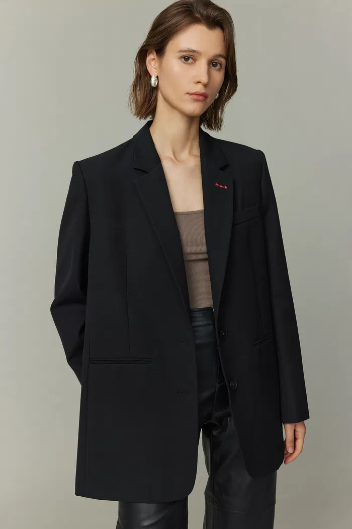 Sander Contrast Hand Stitching Blazer Suit in Fine Merino Wool - Image 2