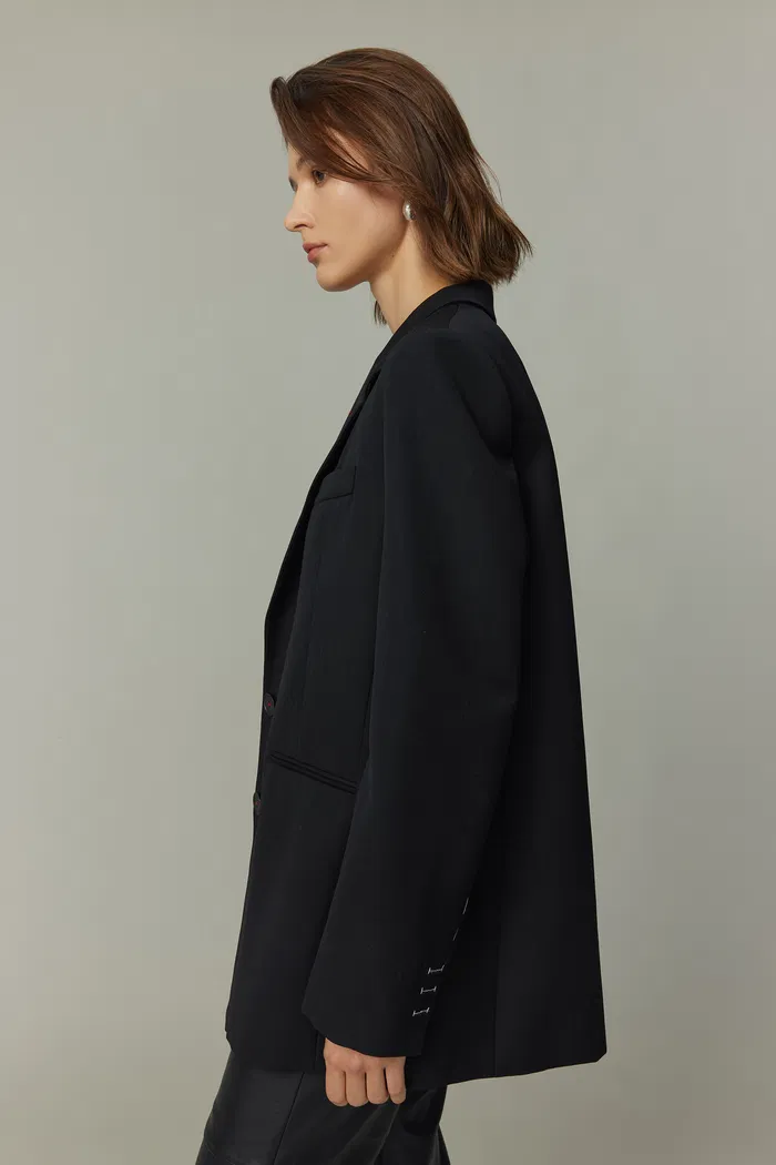 Sander Contrast Hand Stitching Blazer Suit in Fine Merino Wool - Image 5