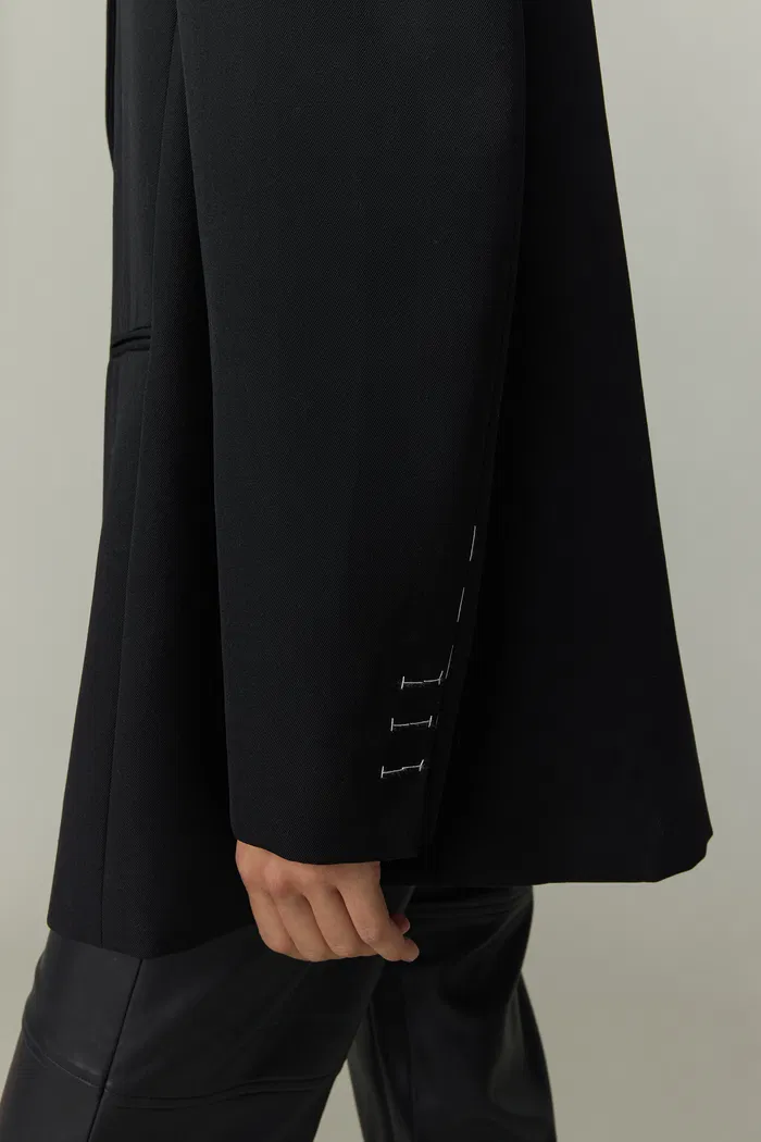 Sander Contrast Hand Stitching Blazer Suit in Fine Merino Wool - Image 7
