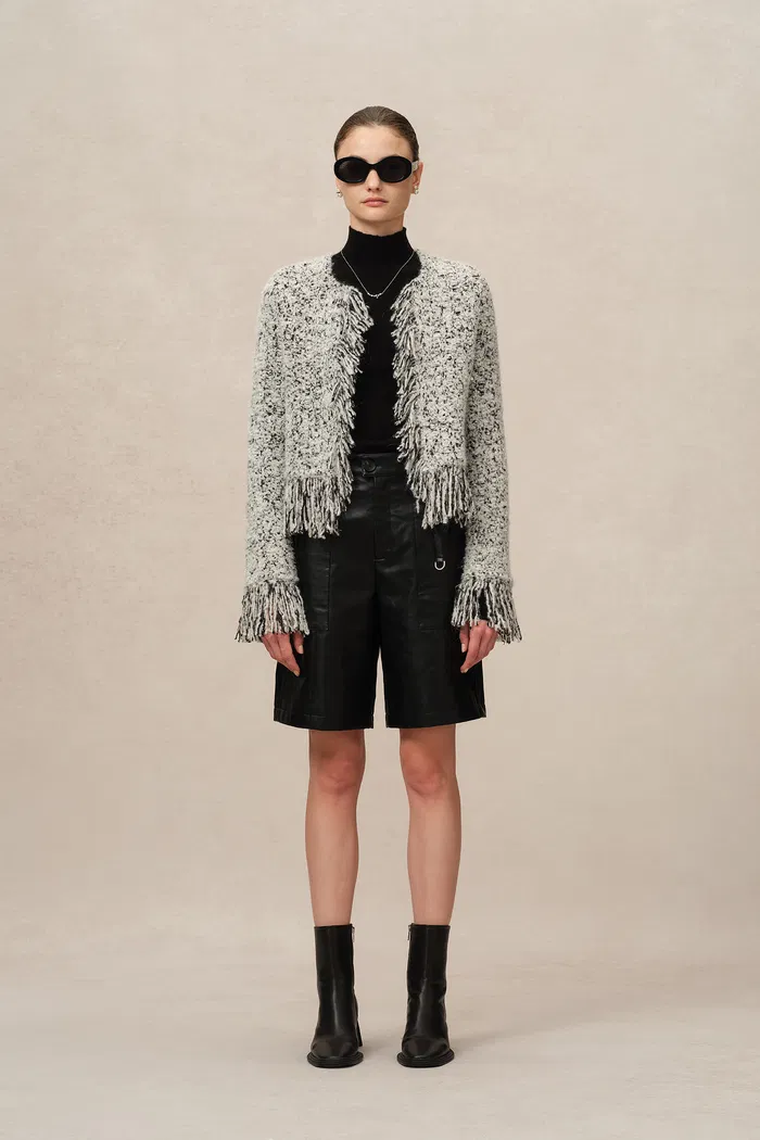 Sara Fringe Knit Jacket in Multi-Yarn Blend - Image 4