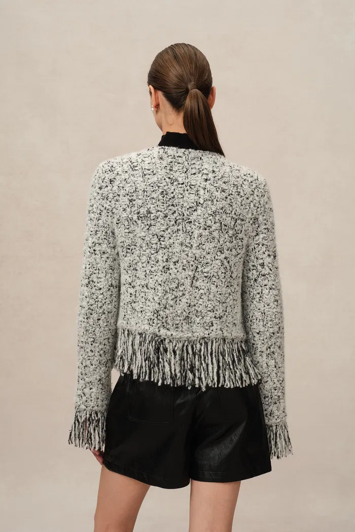 Sara Fringe Knit Jacket in Multi-Yarn Blend - Image 5