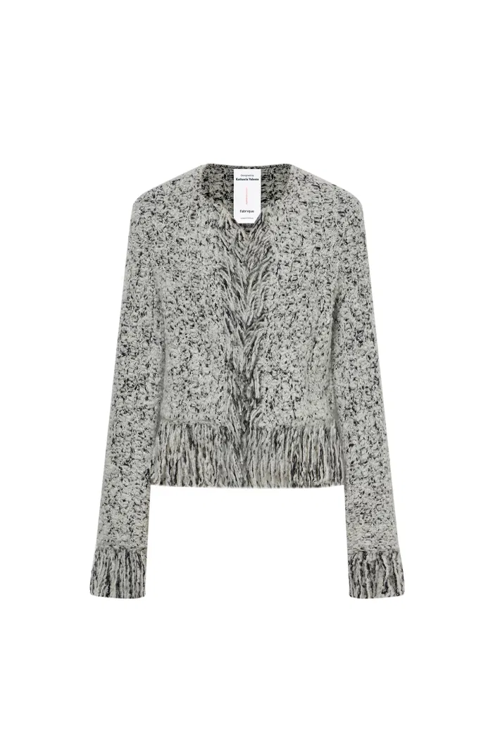 Sara Fringe Knit Jacket in Multi-Yarn Blend - Image 9