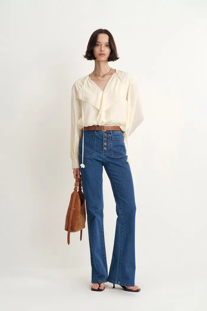 Sarah Five Button Bootcut Jeans in Stretch Denim - Image 2