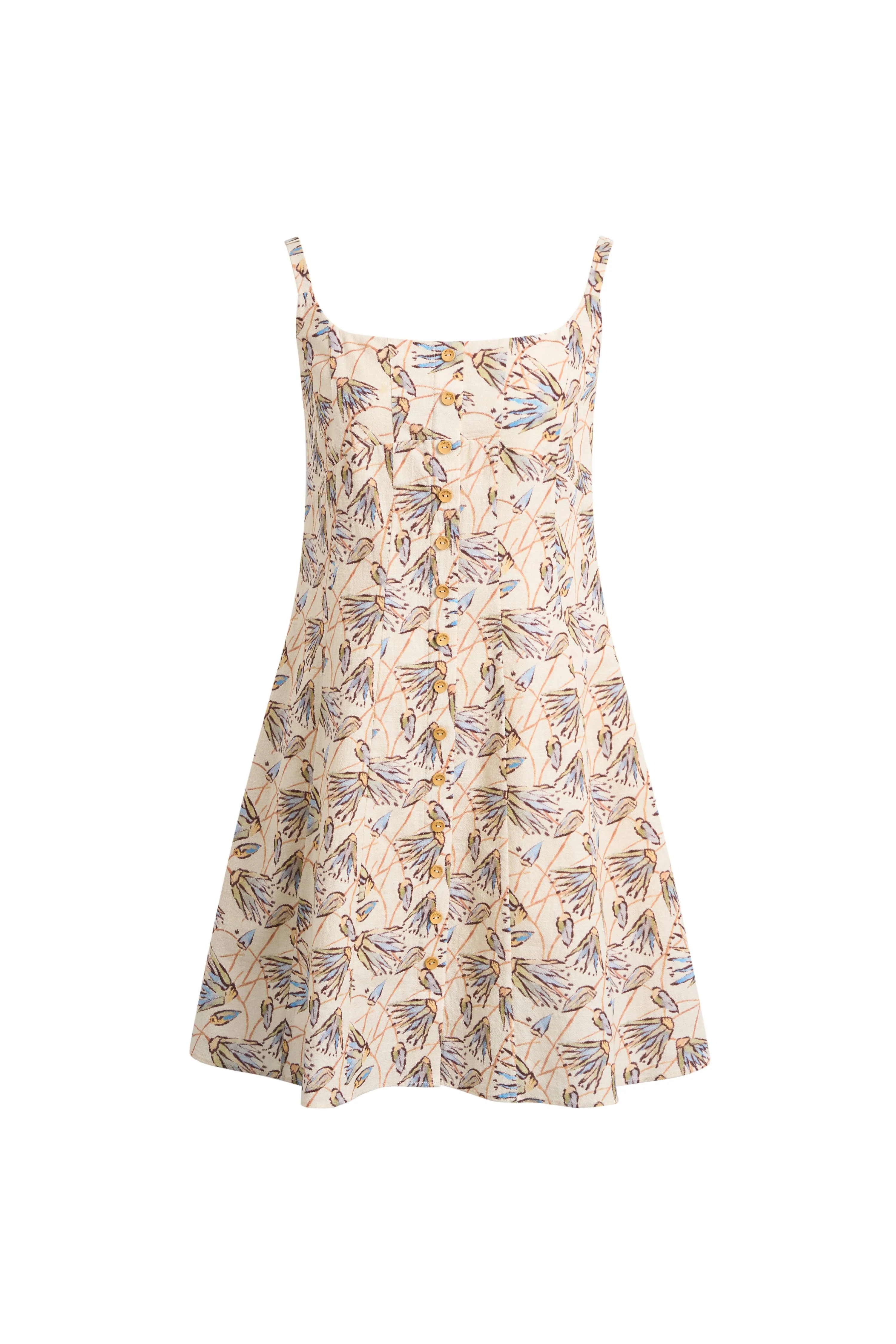 Sarah Handpainted Waterlily Square Neck Sleeveless Short Cami Dress in Cotton - Image 6