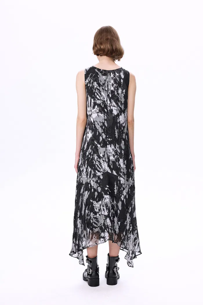 Sato Printed Cowl Neck Dress in Devoré Silk - Image 2