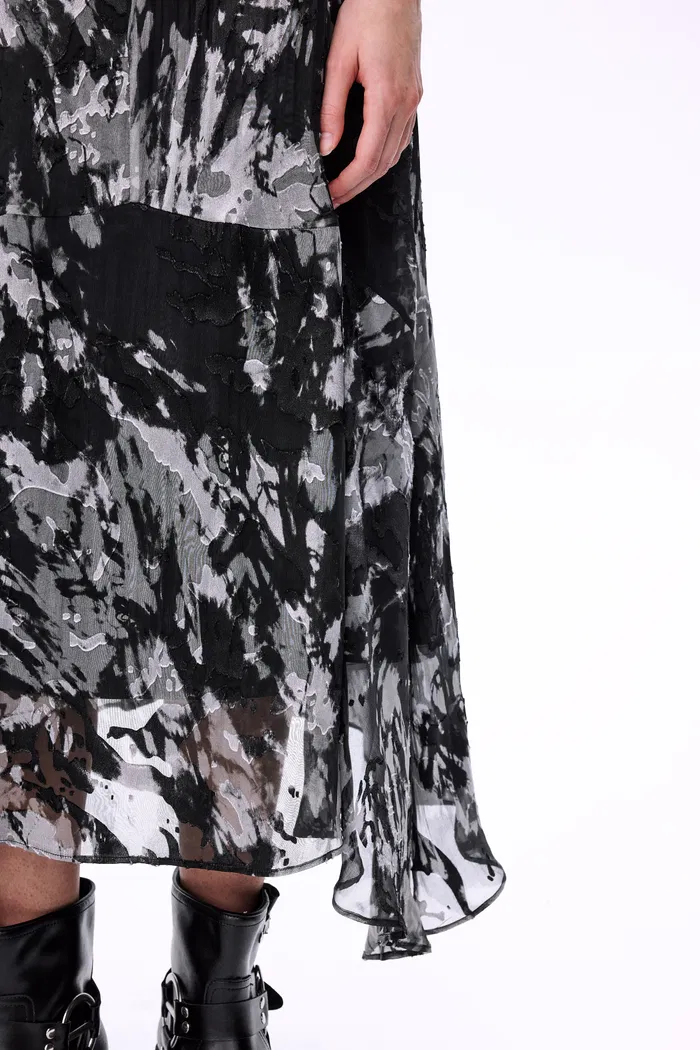 Sato Printed Cowl Neck Dress in Devoré Silk - Image 7