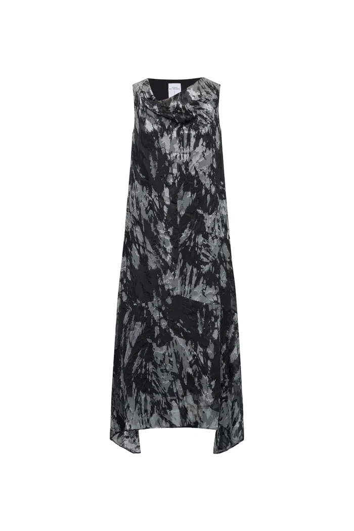 Sato Printed Cowl Neck Dress in Devoré Silk - Image 9
