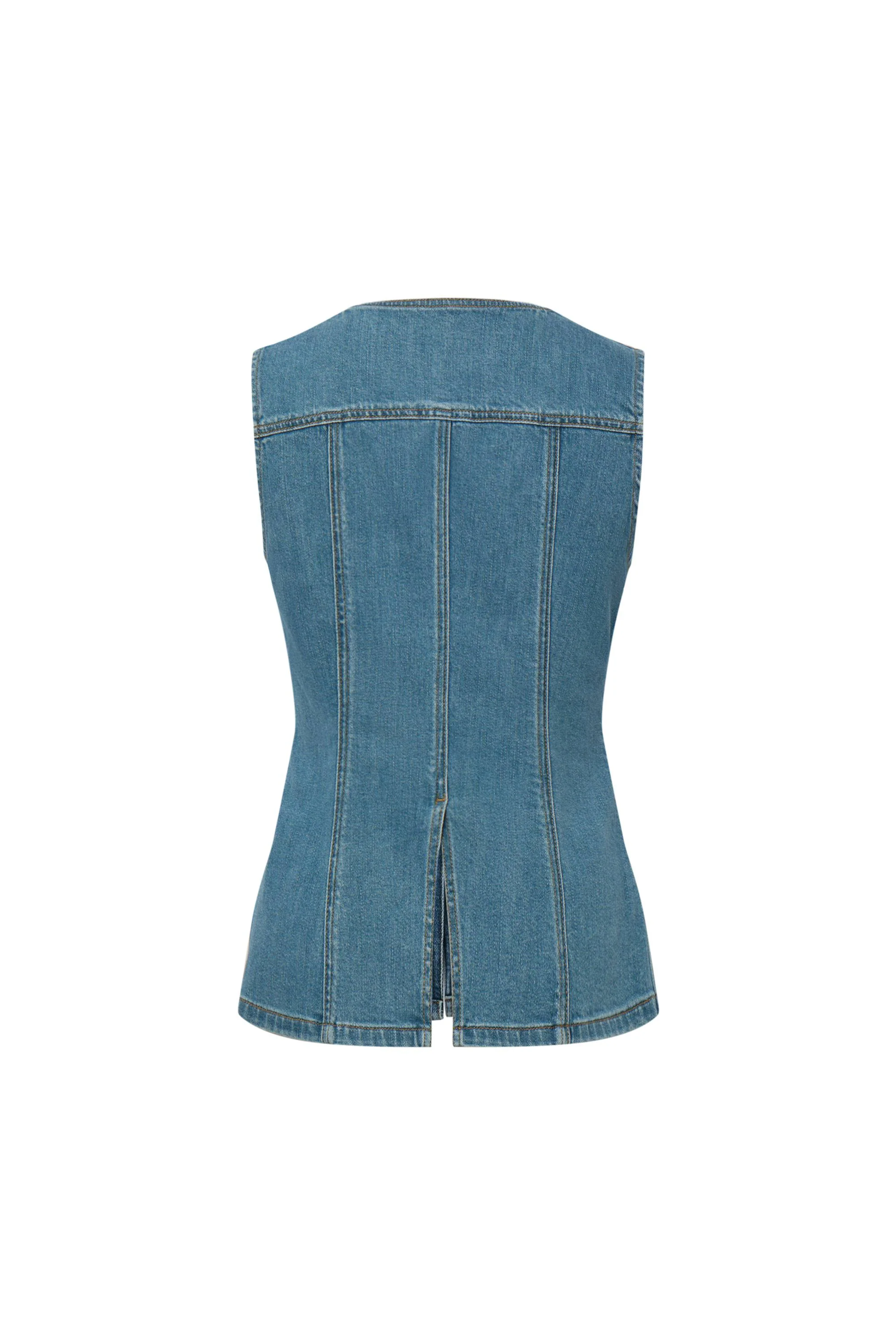 Selena Sleeveless Vest Top in Technical Lyocell Denim - Image 11