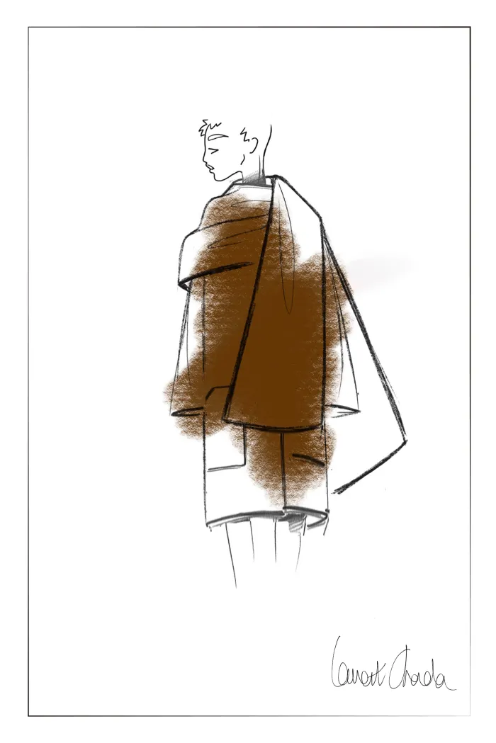 Selian Detachable Scarf Coat in Double-Face Merino Wool - Image 7