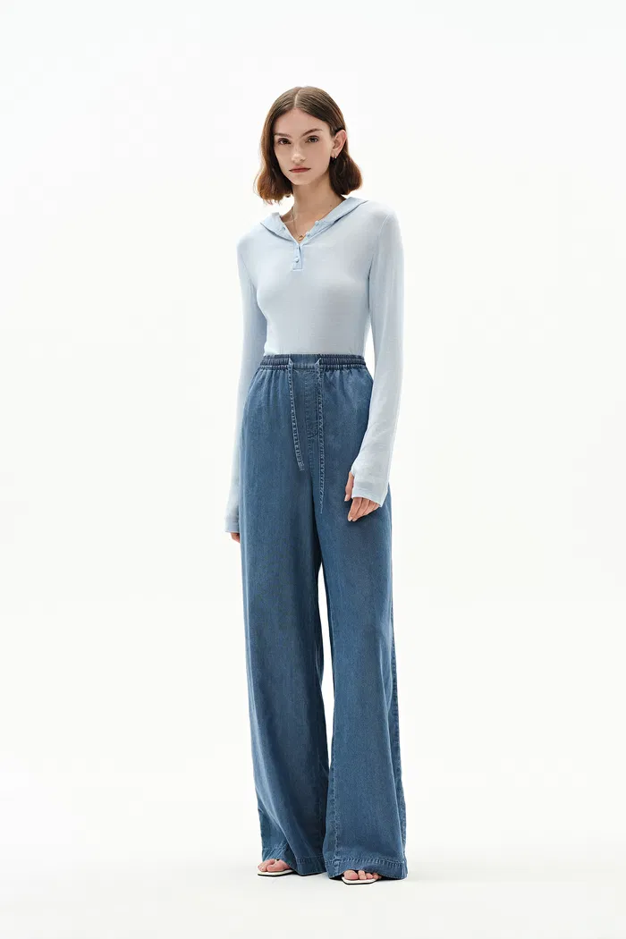 Seren Elastic Waist Wide Leg Jeans in Lyocell Denim - Image 3