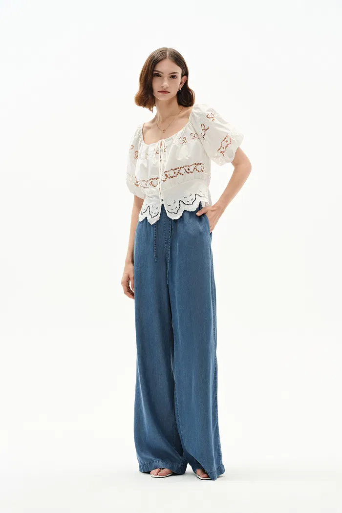 Seren Elastic Waist Wide Leg Jeans in Lyocell Denim - Image 8