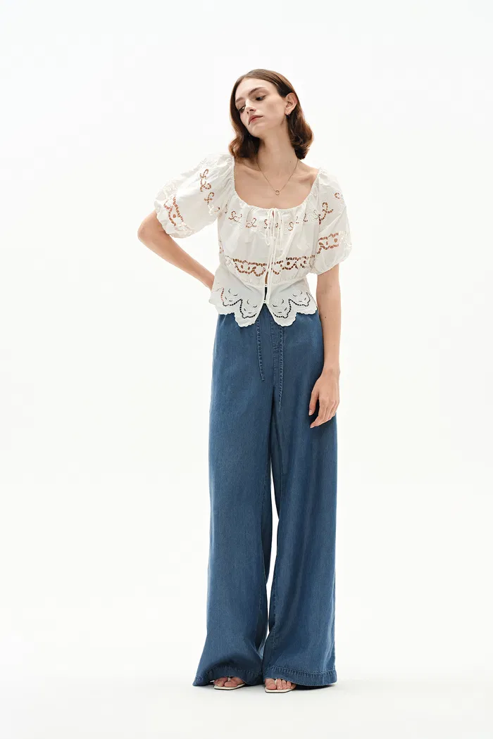 Seren Elastic Waist Wide Leg Jeans in Lyocell Denim - Image 9