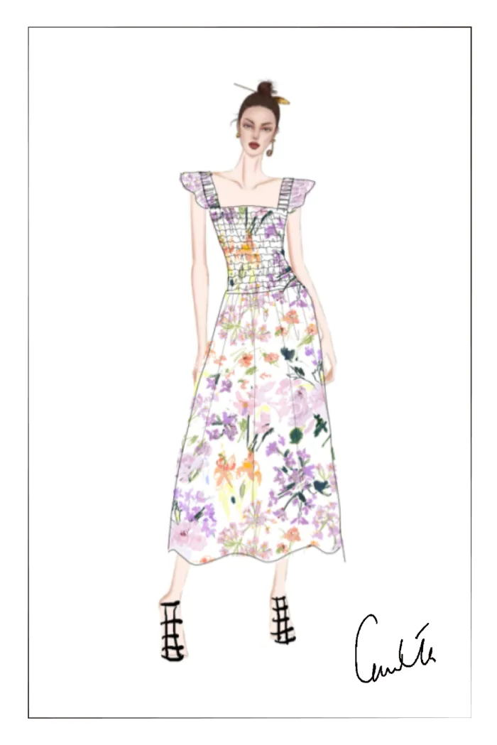 Serenity Flutter Sleeve Flora Dress in Cotton - Image 10
