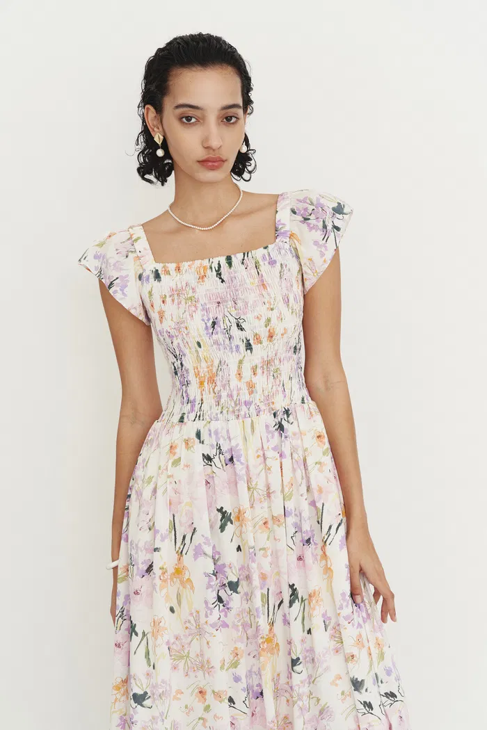 Serenity Flutter Sleeve Flora Dress in Cotton - Image 6