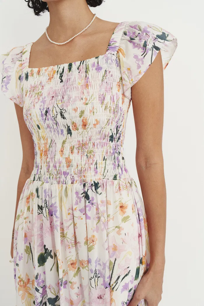 Serenity Flutter Sleeve Flora Dress in Cotton - Image 8