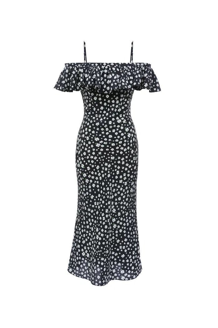 Shalom Daisy Print Dress in Double Crepe Silk - Image 10