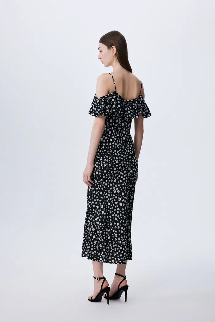 Shalom Daisy Print Dress in Double Crepe Silk - Image 2