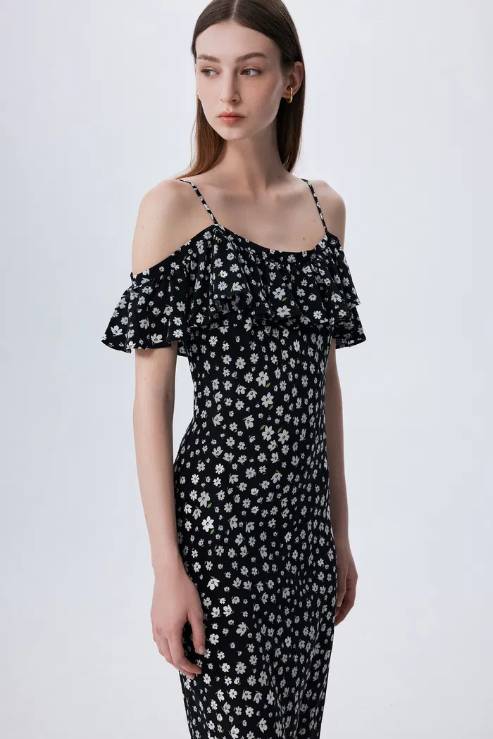 Shalom Daisy Print Dress in Double Crepe Silk - Image 6