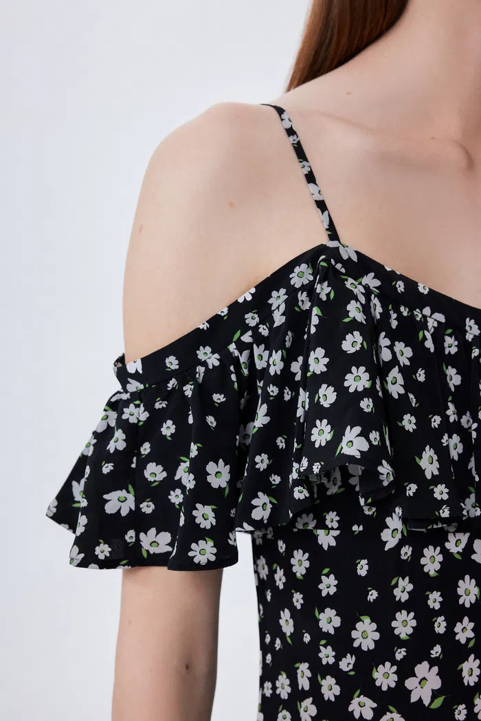 Shalom Daisy Print Dress in Double Crepe Silk - Image 7