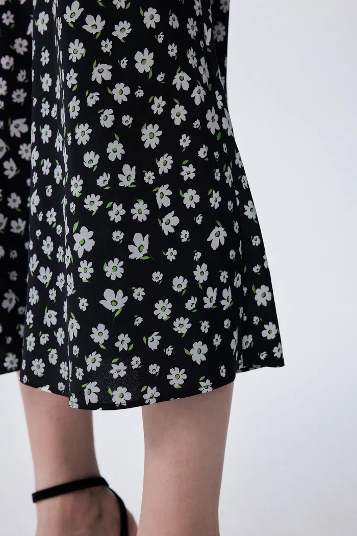 Shalom Daisy Print Dress in Double Crepe Silk - Image 8