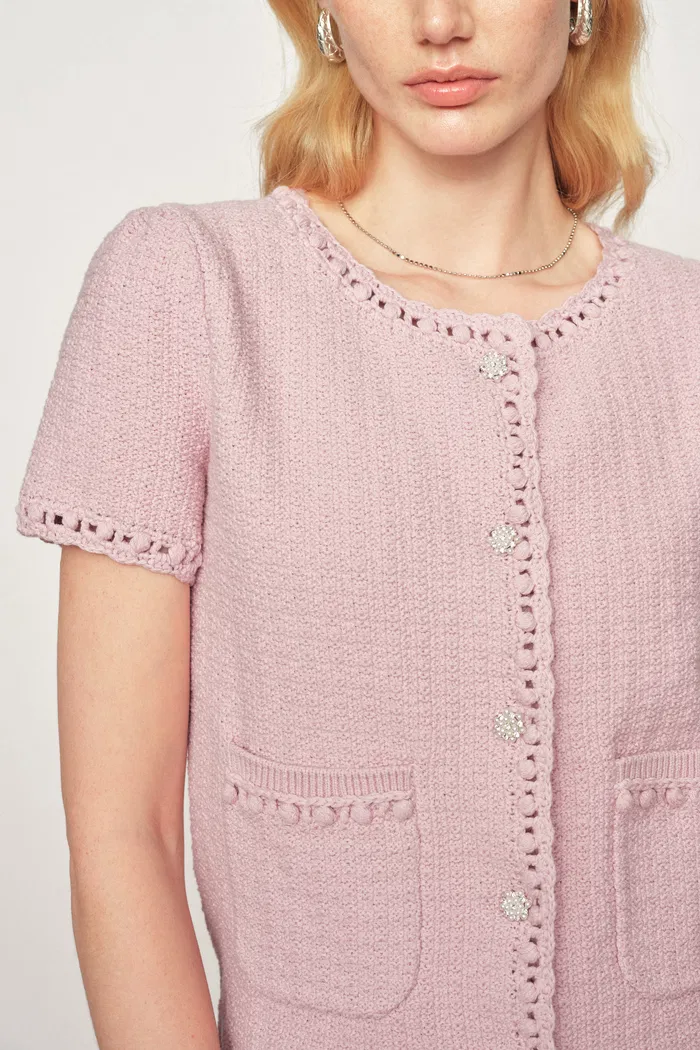 Shay Short Sleeve Cardigan in Mulberry Silk - Image 4