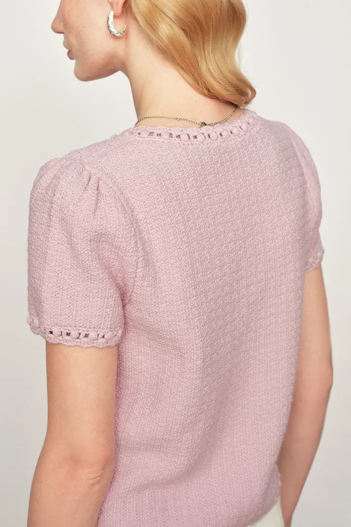 Shay Short Sleeve Cardigan in Mulberry Silk - Image 5