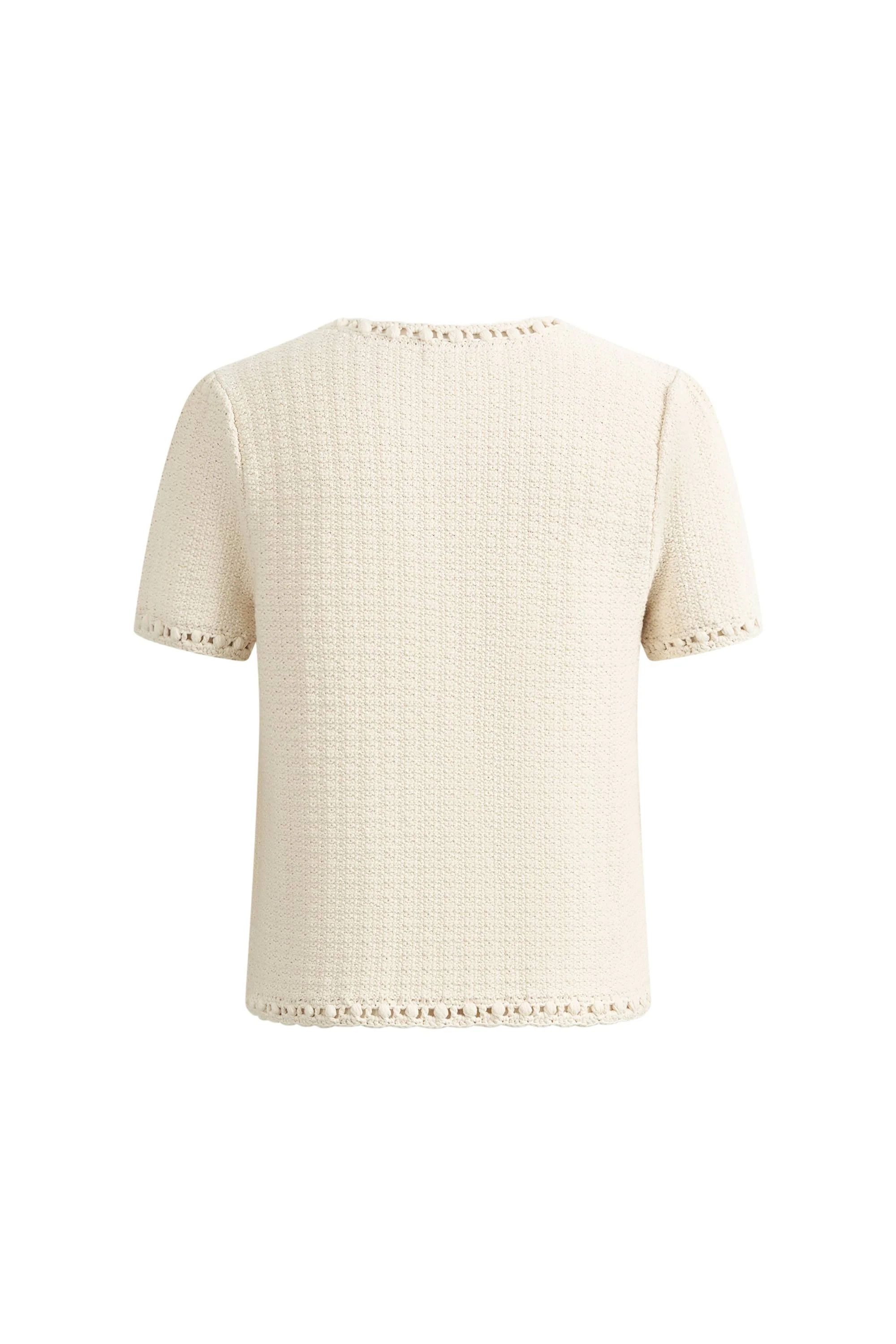 Shay Short Sleeve Crop Cardigan in Textured Cotton Knit - Image 7