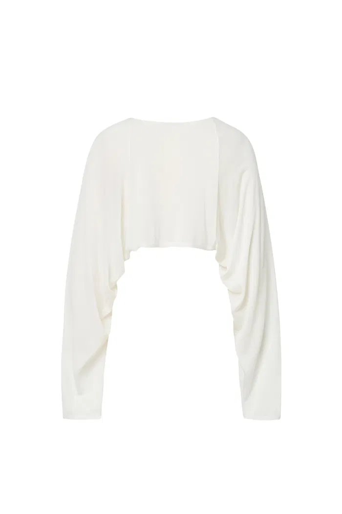 Shrug Semi Sheer Cardigan in Tencel Silk Knit - Image 11