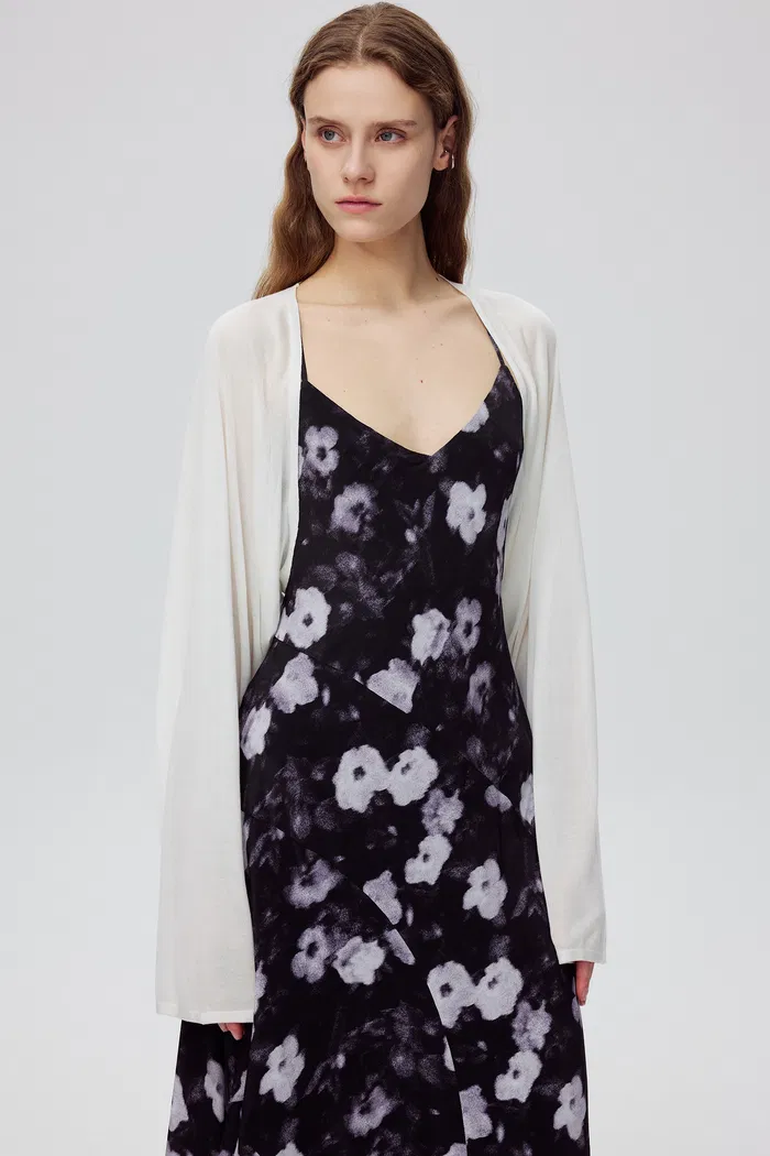 Shrug Semi Sheer Cardigan in Tencel Silk Knit - Image 5