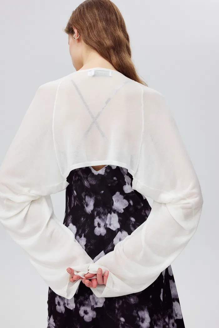 Shrug Semi Sheer Cardigan in Tencel Silk Knit - Image 7