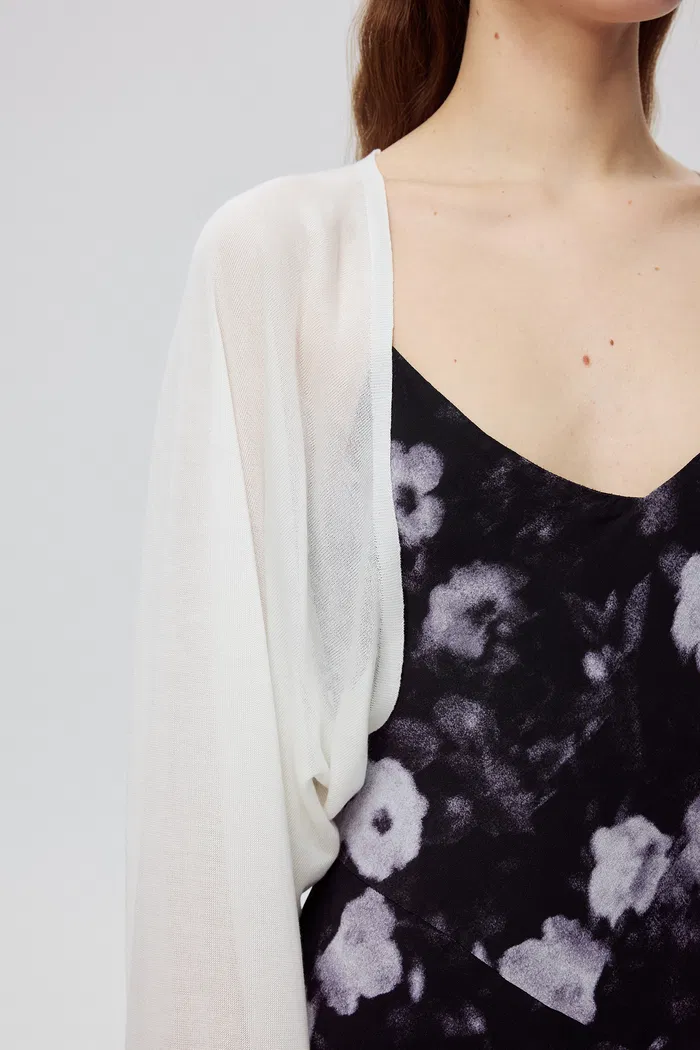Shrug Semi Sheer Cardigan in Tencel Silk Knit - Image 8