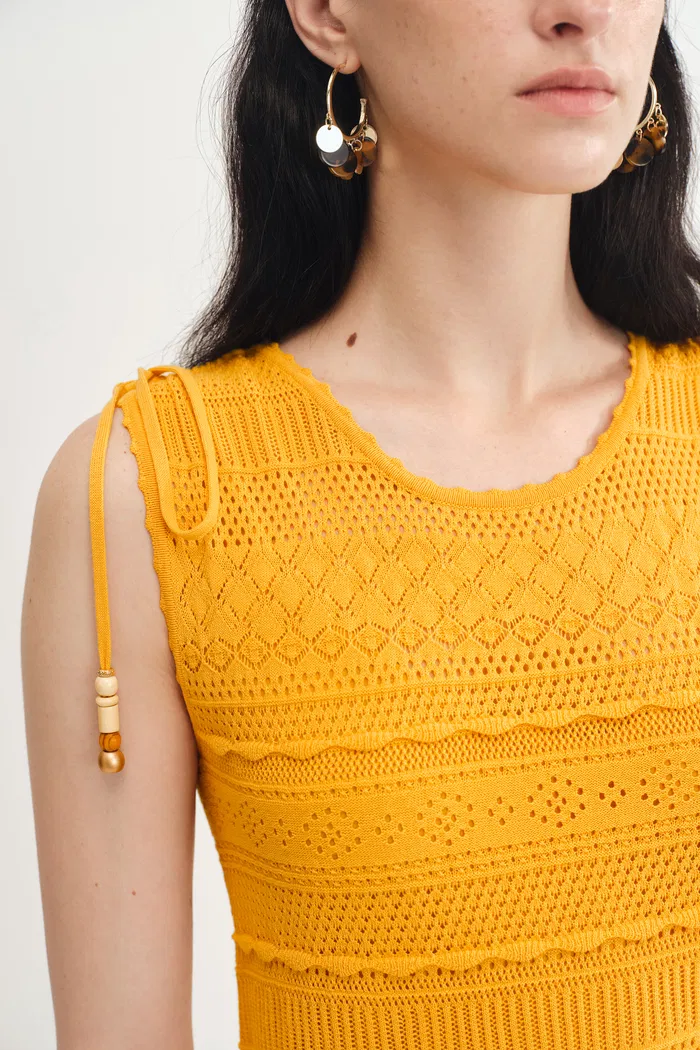 Sibilla Ten Crochet Pattern Openwork Dress in Crisp Cotton Knit - Image 7