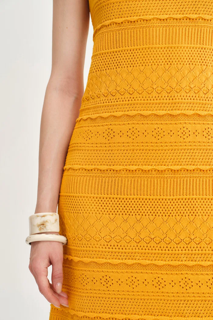 Sibilla Ten Crochet Pattern Openwork Dress in Crisp Cotton Knit - Image 8